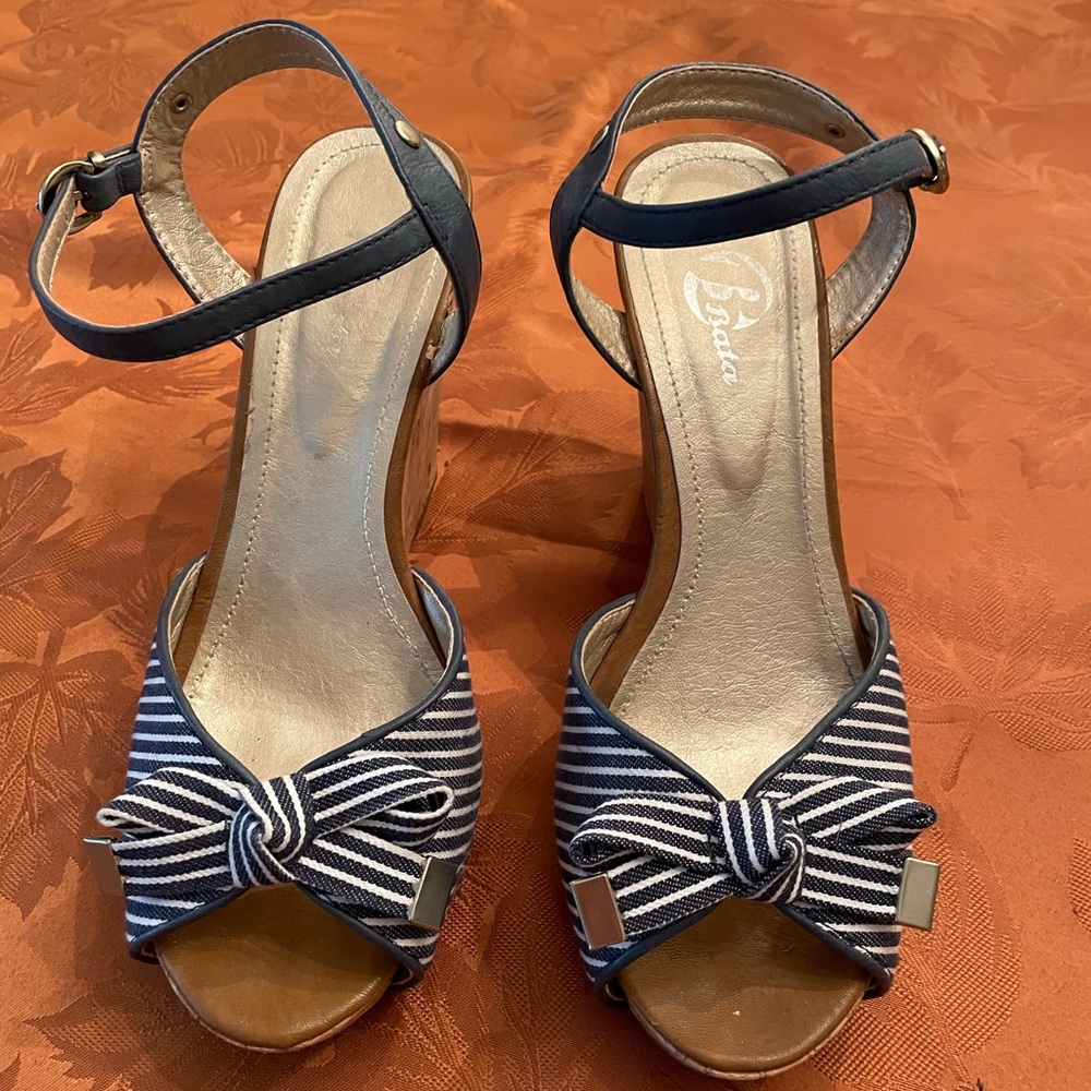 Navy and White Striped Women's Sandals